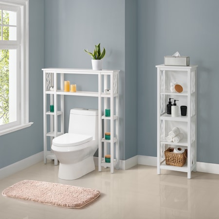 Alaterre Furniture Coventry Over Toilet Open Shelving Unit with Left and Right Side Shelves, Bath Tall Storage Shelf ANCT724WH
